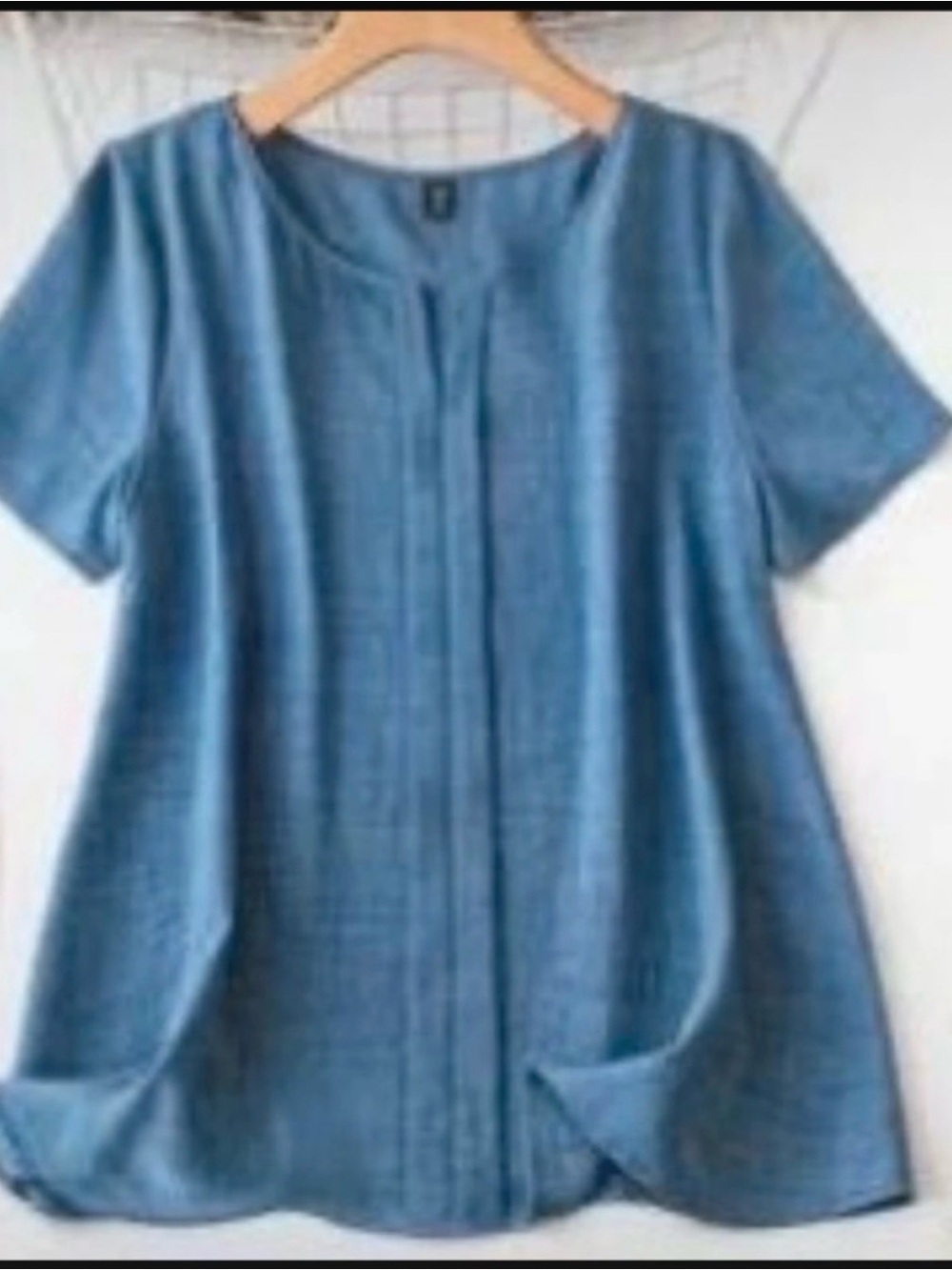 SHEIN Blue Short-Sleeve Tunic with Front Pockets
